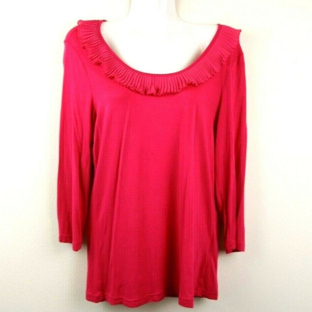 H&M Womens 3/4 Sleeve Ruffle Soft Stretch Blouse